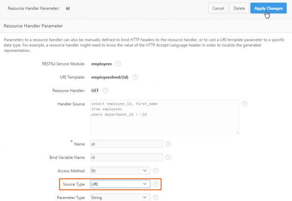 Selecting URI for source type