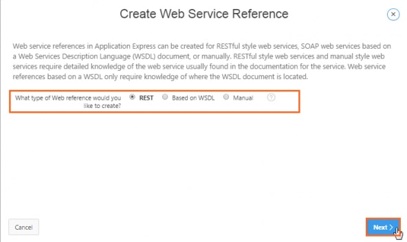 Selecting REST for the type of web reference