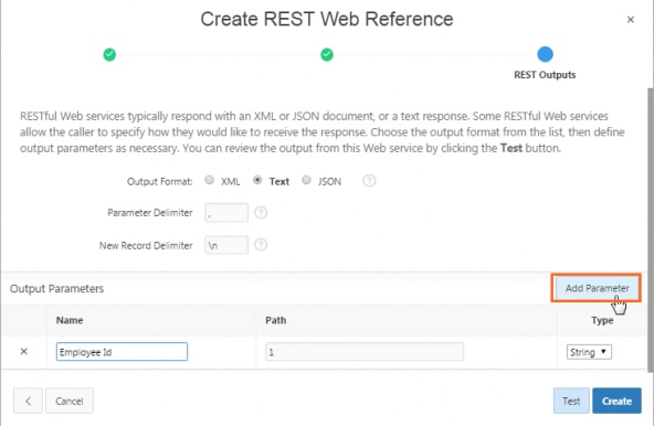 Clicking Add Parameter